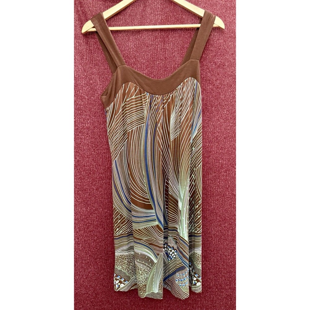 Tori Richard Tunic Dress Built In Bra Resort Boho Mini Vacation M abstract boho